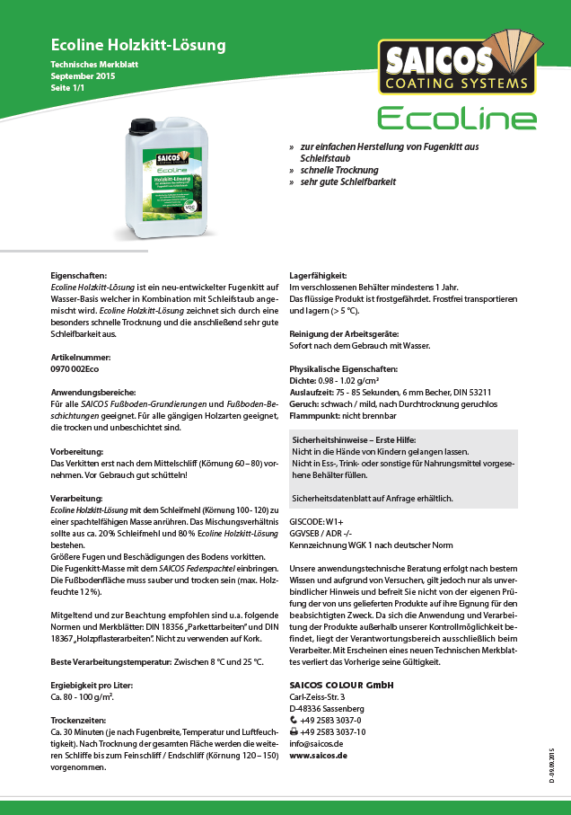 Saicos Ecoline Holzkitt-Lösung