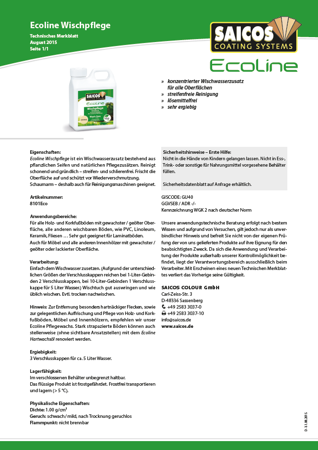 Saicos Ecoline Wischpflege